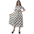 thumbnail image 2 of Moomaya Robe à Manches Courtes Imprimée Plissée Femme Grande Taille Robe Décontractée de Travail, 2 of 4