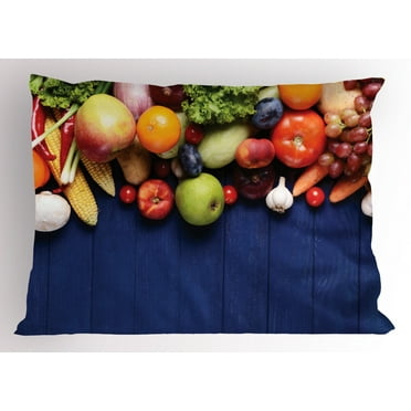 Ambesonne Harvest Pillow Sham, Organic Fresh Fruits, 26" X 20", Multicolor