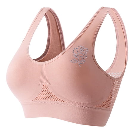 SMihono Sports Bras for Women Breathable Lift Up Air Bra Mesh Comfortable No Underwire Bra High Support Running Workout Bras Beige XXL