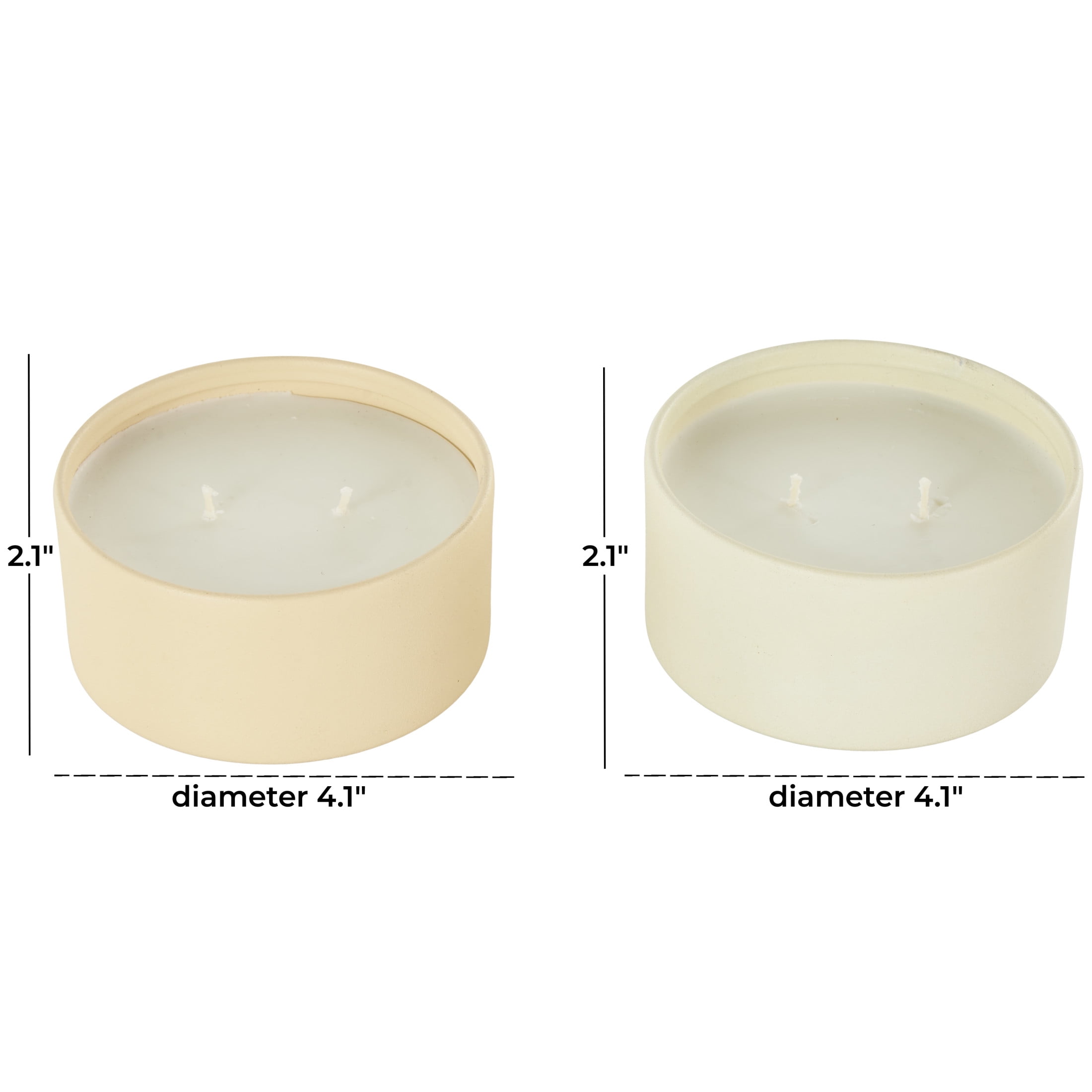 DecMode 2 Holder Multi Colored Metal Fresh Cotton / White Tea & Ginger Scented Textured 9oz 2 Wick Candle with White Wax, (Set of 2)