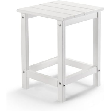 Outvita Adirondack Side Table, 14 Inch Square Outdoor End Table, HDPE Weather Resistant Coffee Table for Patio Balcony Deck Garden, White