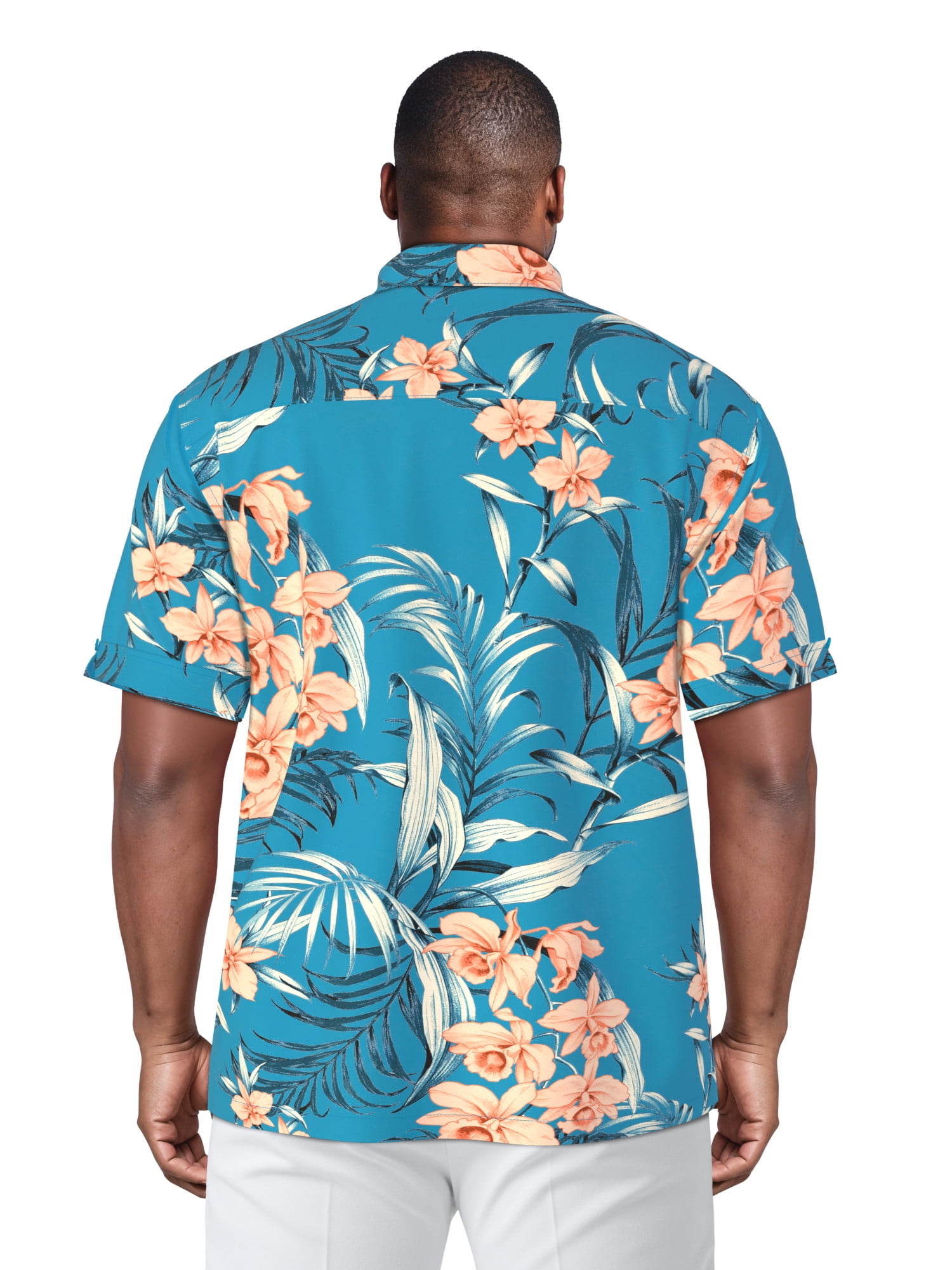 Havanera Men's and Big Men's Floral Short Sleeve Printed Button-Down Shirt with Texture, Sizes S-5XL