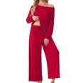 thumbnail image 2 of MINTREUS Women's Pajama Set Long Sleeve Sleepwear Set Soft Two Piece Matching Set with Pockets, 2 of 6