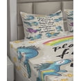 thumbnail image 6 of Ambesonne Unicorn Fitted & Top Sheet Set with Shams, Rainbow Stars, Beige Teal Blue, 6 of 8