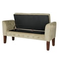 thumbnail image 3 of Velvet Upholstered Button Tufted Wooden Bench Settee With Hinged Storage, Beige and Brown - Saltoro Sherpi, 3 of 14