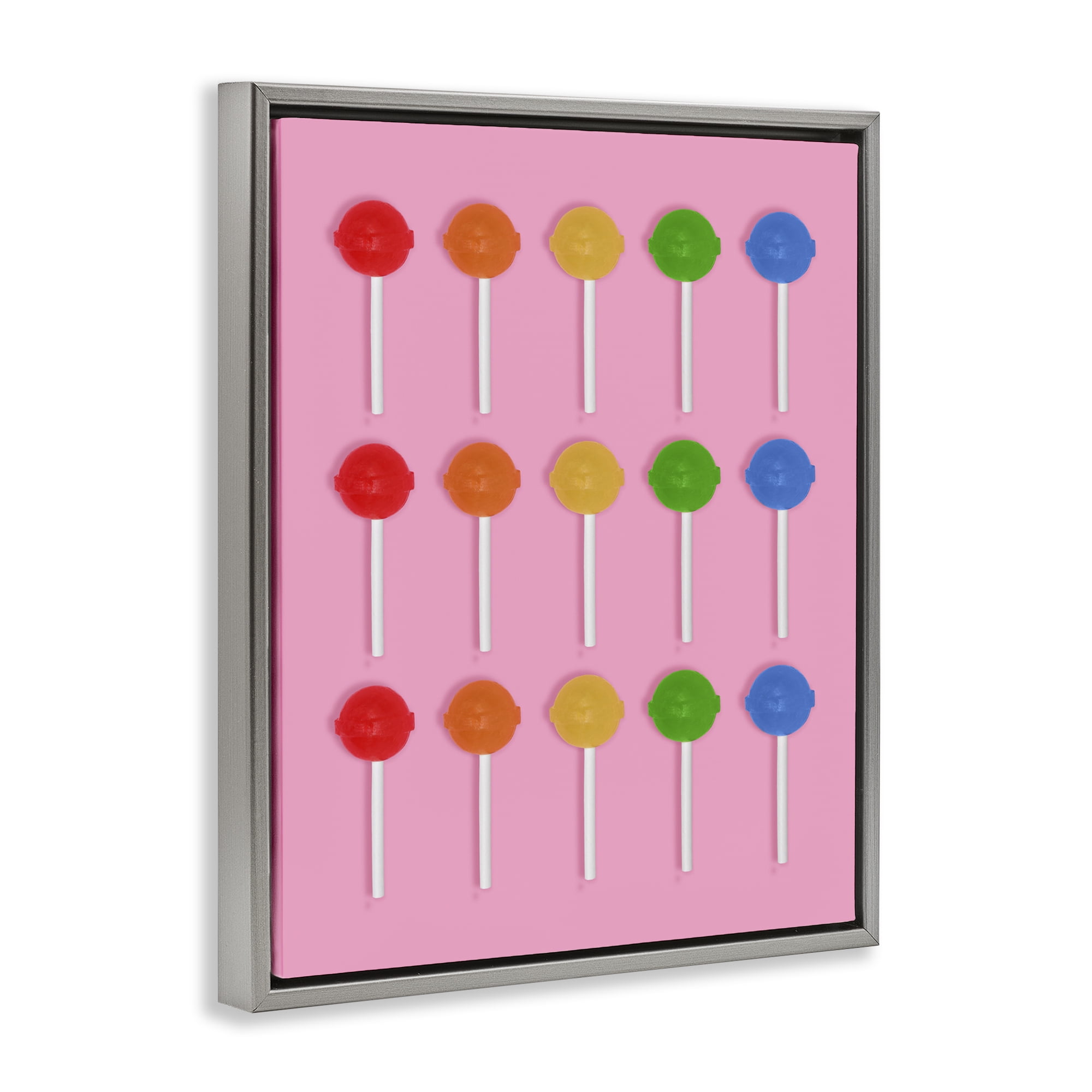 Stupell Industries Colorful Lollipop Grid Gray Framed Floater Canvas Wall Art, design by LISH Creative