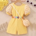 thumbnail image 2 of AherBiu Baby Clothes Kid Toddler Girls Cute Shorts Jumpsuit Bubble Short Sleeve Summer Romper with 1 Bag, 2 of 3