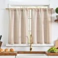 thumbnail image 1 of Striped Linen Kitchen Curtains 36 Inches Christmas Tier Curtains Farmhouse Modern Cafe Style Small Window Treatments Airy Light Filtering Rod Pocket for Living Room Bathroom 2 Panels Candy, 1 of 8