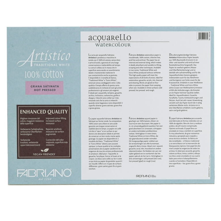Fabriano Studio Watercolor Pad, Hot-Press, 9 inch x 12 inch, 140 lb., 12 Sheets
