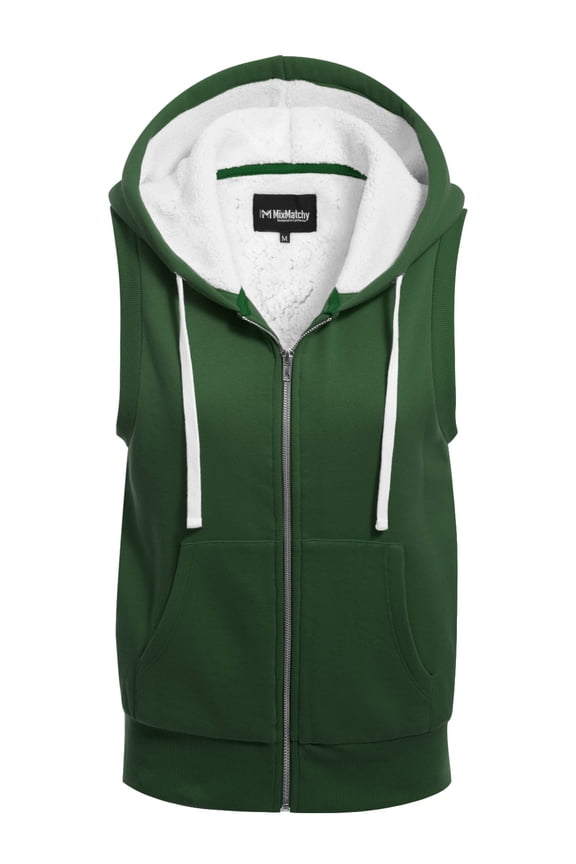 Women's Sleeveless Sherpa Lining Zip Up Cozy Vest