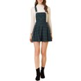 thumbnail image 2 of INSPIRE CHIC Women's Pinafore Overall Dress Checks Adjustable Strap Suspender Skirt S Green Black, 2 of 7