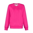 thumbnail image 2 of HOMBOM Womens Sweatshirt V-Neck Lightweight Pullover Casual Hot Pink Hoodless Long Sleeve Tops for Women Plain, 2 of 4
