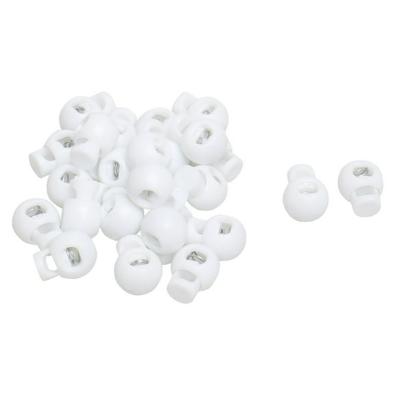 25pcs Spring Cord Lock Plastic Cord End Fastener Hole Toggle Stopper Slider White