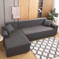 thumbnail image 2 of TOPCHANCES L-Shape Sofa Covers, Sectional Sofa Couch Covers with 2pcs Pillowcases, Stretch Sofa Slipcovers for L-Shape 3+4 Seaters ( Grey ), 2 of 5