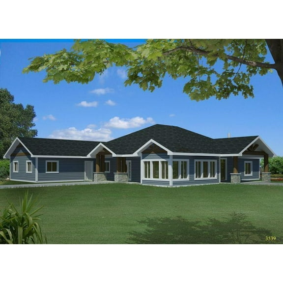 001-3539: Northwest Craftsman 4 Bed, 3 Bath Luxury Home Plan, 2649 Sq Ft: Full Blueprints with License to Build by Home Plan Marketplace - Lesuto