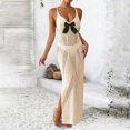 thumbnail image 5 of Levmjia Women's Halter Neck Cover Up Dress Bow Tie Front Slit Beach Dress Sexy Hollow Out Swimwear Coverup for Summer Vacation, 5 of 5