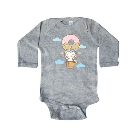 

Inktastic Unicorn Donut Balloon Gift Baby Boy or Baby Girl Long Sleeve Bodysuit