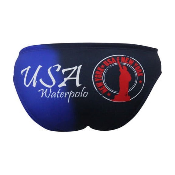 Men's Swimsuit Brief Athletic Swimwear Usa NY, Blue, Water Polo, Underwater Rugby, High Performance