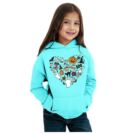 

Preppy Girls Clothes Letter Print with Pocket Pumpkin Ghost Loose Girls Hoodie Size 6-7 Hoodies for Girls 7-8 Preppy Clothes for Girls