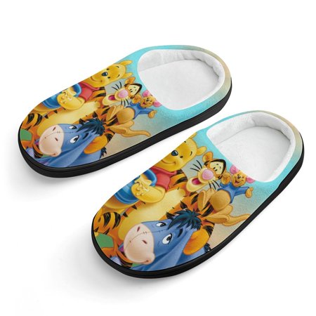 

Winnie The Pooh Slippers for Kids Cute Soft Plush Anti-slip Fluffy Fuzzy House Slippers Warm Soft Plush Non-Slip Indoor Outdoor Slip-on Shoes for Boys Girls