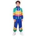 thumbnail image 4 of FINALGANG Girls Boys 2 Piece Tracksuit Kids Retro Color Block Zip Up Long Sleeve Jacket With Contrast Panels Matching Jogger Pants For Casual Daily Wear Trendy Set, 4 of 8