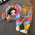 thumbnail image 1 of Autumn Kid Girls Clothes Set Children Tie Dye Cartoon Sweatshirts Top And Pants Bottom 2 Pieces Suit Baby Long Sleeve Tracksuits, 1 of 6