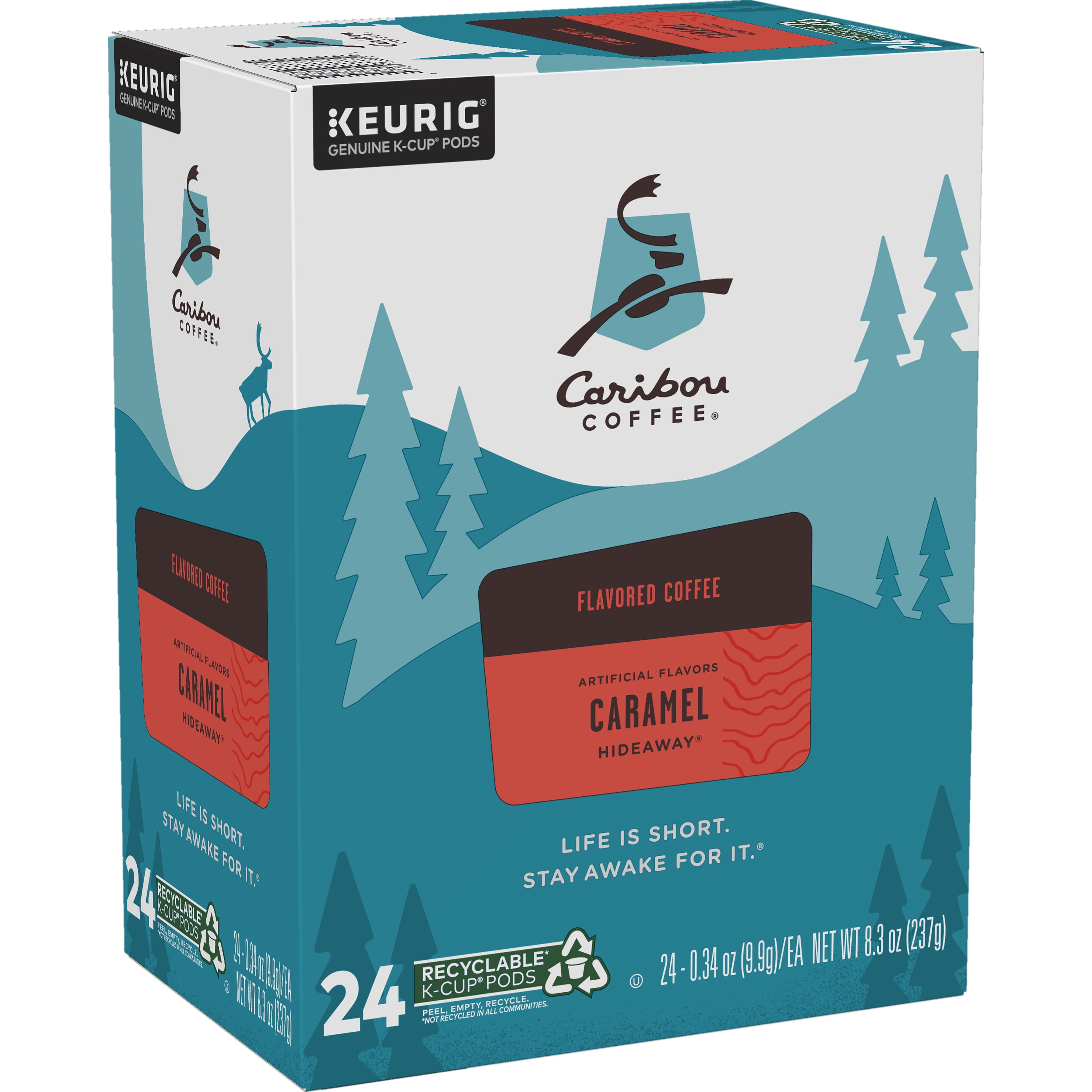 Caribou Coffee Caramel Hideaway, Flavored Keurig K-Cup Coffee Pods, Medium Roast, 24 Count