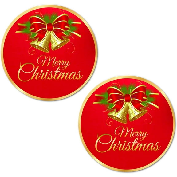 40 Merry Christmas Stickers, 2 Inch Big Round Glossy Labels, Great for Holiday Season Gifts, Gift Bag, Cards, Envelopes, Boxes, Tags, and Supplies