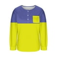 thumbnail image 6 of Craaazy Long Sleeve Shirts For Women Color Blocking Printing Blouses Long Sleeve Tops Button V-Neck Pullover Pocket Sweatshirts Gifts, 6 of 7