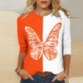thumbnail image 3 of Hauts à Manches 3/4 pour Femmes Mode Féminine T-Shirt Imprimé Ample Blouse Mi-Longue à Manches 3/4 Col Rond Hauts Décontractés T-Shirts en Coton pour Femmes T-Shirts pour Femmes Mode, 3 of 5