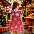 thumbnail image 4 of Grblisyd Girls Christmas Dresses School Outfits Kids A-Line Midi Casual Sundress Cute Cartoon Printed Flutter Sleeve Dress For Party, 4 of 5