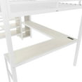 thumbnail image 3 of Queen Size Loft Bed Frame with L-shaped Desk and Charging Station, Metal Loft Beds Frame with Wardrobe and Adjustable Shelf, High Loft Bed with LED and Guard Rails, Mattress Not Included, White, 3 of 9