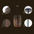 thumbnail image 5 of Vintage Wood Barrel Shade Pendant Light Retro Style Adjustable Chain Hanging Lights Creative Unique Ceiling Pendant Light Fixtures Rustic Lamp, 5 of 8