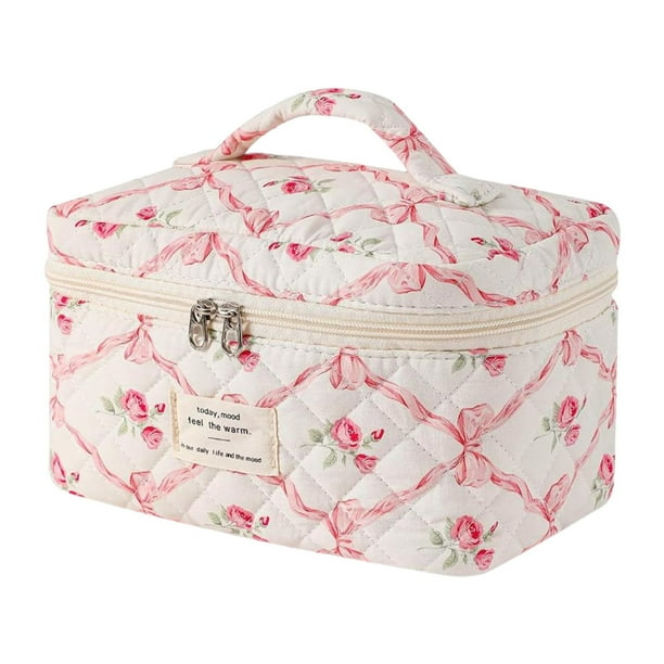 Bolsa de maquillaje, bolsa de cosméticos, bolsa de maquillaje grande para mujeres, pequeña, fresca y encantadora, bolsa de cosméticos pequeña, bolsa de lavado portátil, envoltura de maquillaje de algo