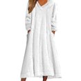 thumbnail image 1 of Prolriy Robe à Manches Longues pour Femmes Robe Décontractée Solide en Peluche à Capuche Robe Ample avec Poche Robe Chandail Robe Chandails Robes pour Femmes Blanc m, 1 of 4