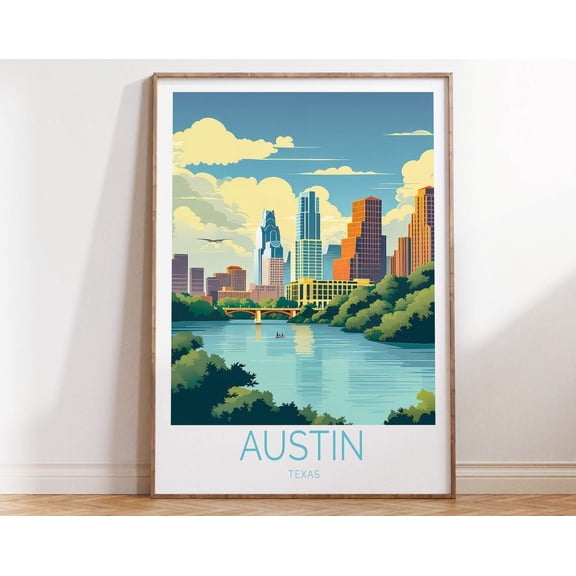 Miluva Austin Travel Poster, Austin Texas Poster, Austin Travel Wall Art, Austin Texas Travel Gift, Birthday Gifts, Traveler Gifts Wall Art, Modern Wall Decor For Living Room Bedroom, 8x12 UNFRAMED