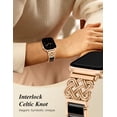 thumbnail image 4 of Wearlizer Compatible with Apple Watch Band for Women 38/40/41/42/44/45/46/49mm, Celtic Knot Stainless Steel Resin Bracelet Band, Dressy Chain Link Strap for iWatch Series 11/10/9/8/7/6/5/4/SE/Ultra, 4 of 7