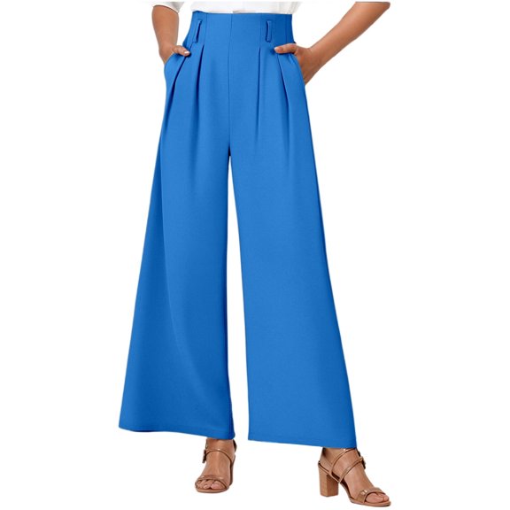 Summer Pants for Women High Waist Texture Pleated Wide Leg Pants Sweat Casual Winter Women Trendy High Fashion Clothes for Work Clothes under 30 Petite Casual BU1 M