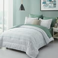 thumbnail image 2 of 7 Pcs Bohemian Comforter Queen Size,Nvay Blue Geometric Bed Set Microfiber(90"x96"), 2 of 7