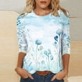 thumbnail image 4 of Camisetas de Manga Corta para las Mujeres Retro Cuello Redondo Pascua Impreso Suelto Top, Ligero Poliéster 3/4 Camiseta de Manga para el Desgaste Casual, Diario Y de Primavera, 4 of 4
