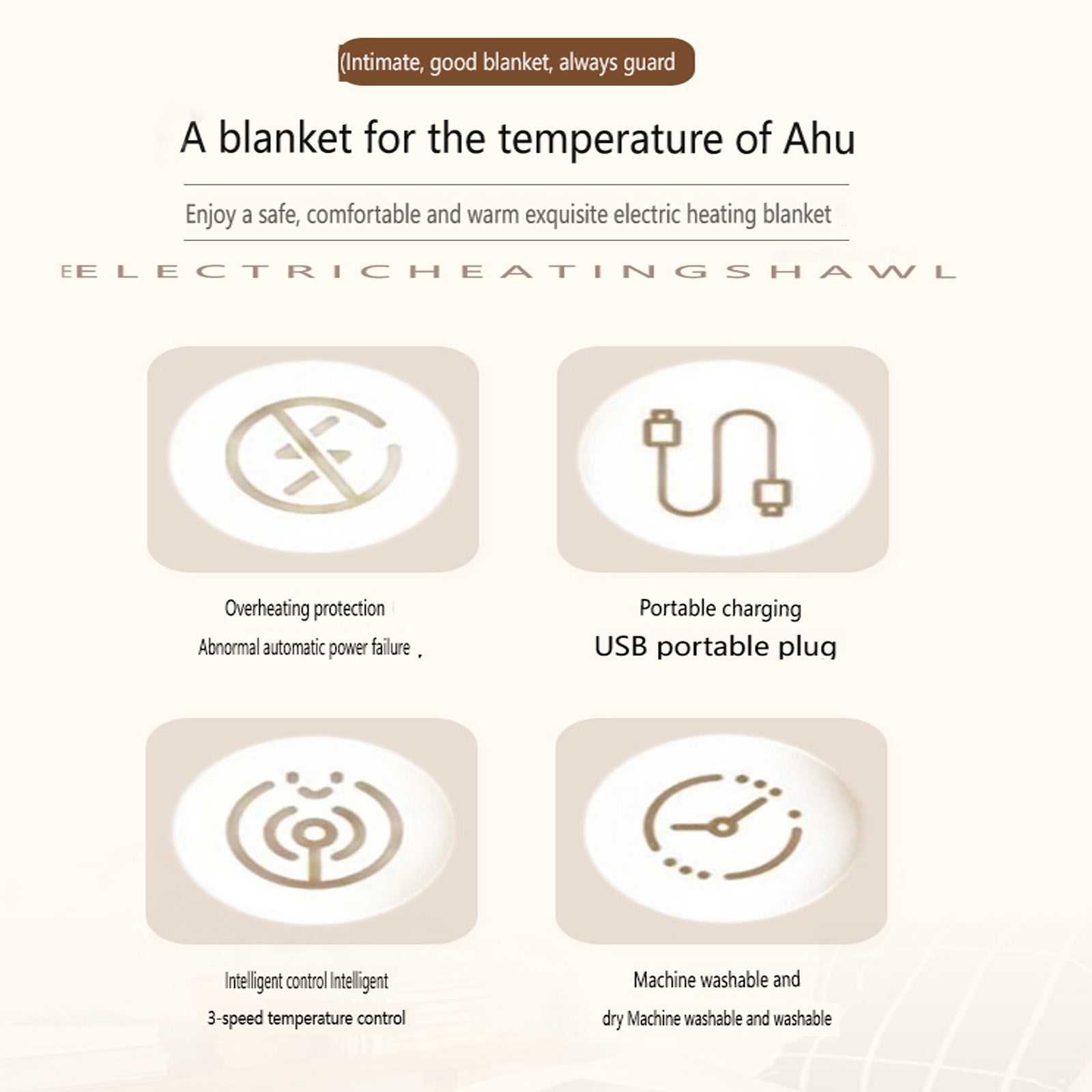 Kdkad Heated Electric Blanket Shawl, Heating Blanket, Heated Throw Blanket, Heated Poncho - Wearable Blanket Hoodie Wrap, Electric Blanket Rechargeable Heating Blanket