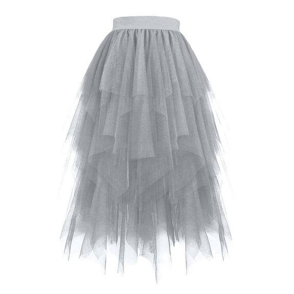 Ruimatai Women's High Waist Puff Skirt Party Dress Summer Mesh Tulle Skirt Fashion Cute Flared A-Line Skirt for Casual Daily Outfit