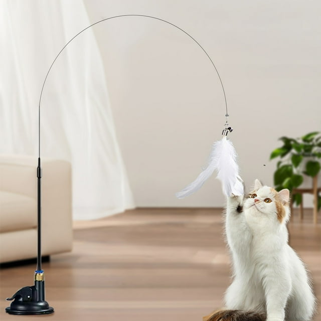 Cameland Cats Toy With Feathers And Bells Suction Cup Wand Interactive Play Stick For Kittens Include Pet Teaser