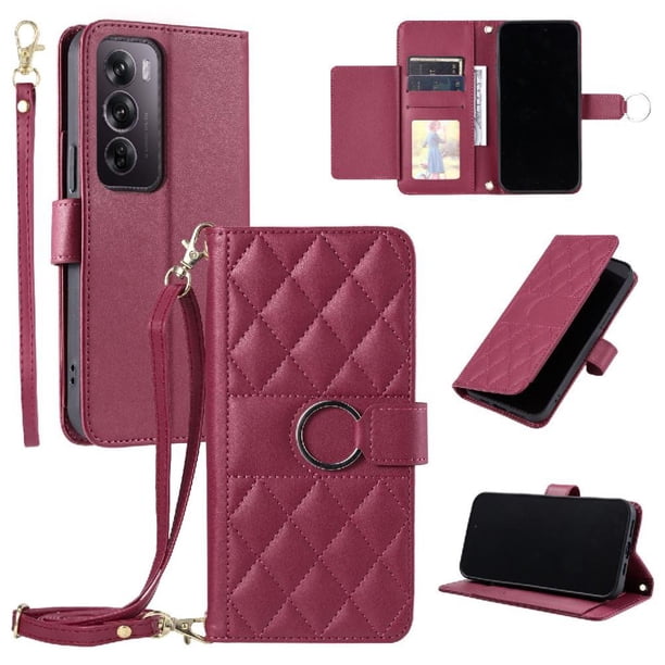 Funda tipo billetera GANGXUN para OPPO Reno 12 Pro 5G – Tapa abatible con correa para mujer