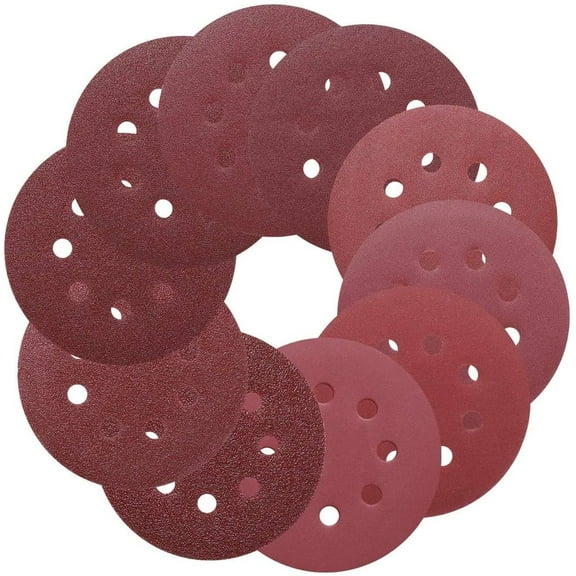 Tacklife 100pcs Hook and Loop Sandpaper for Random Orbital Sander, 5-inch 8-Hole Discs