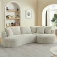 thumbnail image 2 of No Assembly Modern Curved L-Shape Luxury Sectional Sofa - Oversized Sleeper Couch, Minimalist Comfy for Living Room/Apartment/Reception,Cream, 2 of 8