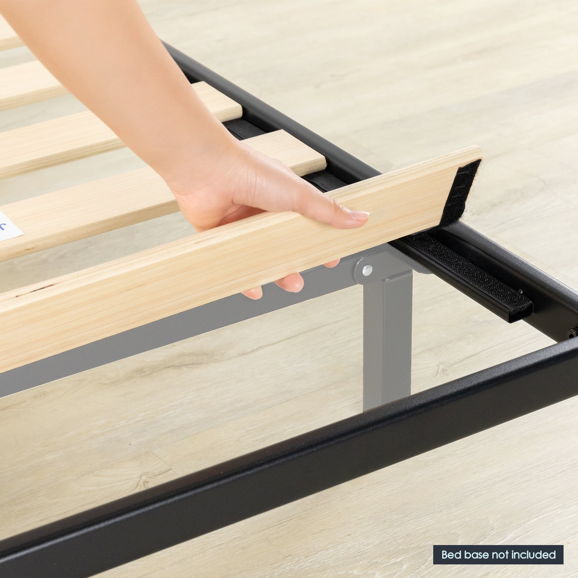 Mellow 1.6" Easy Assembly Metal Bunkie Board with Wood Slats, Mattress Support for Bed Frames, Box Spring or Bed Slat Replacement, King