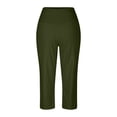 thumbnail image 5 of Womens Capris Pants Summer Casual Loose Drawstring Elastic High Waist Trousers wide Leg 2026 Lounge Beach Cropped Slacks Army Green M, 5 of 5