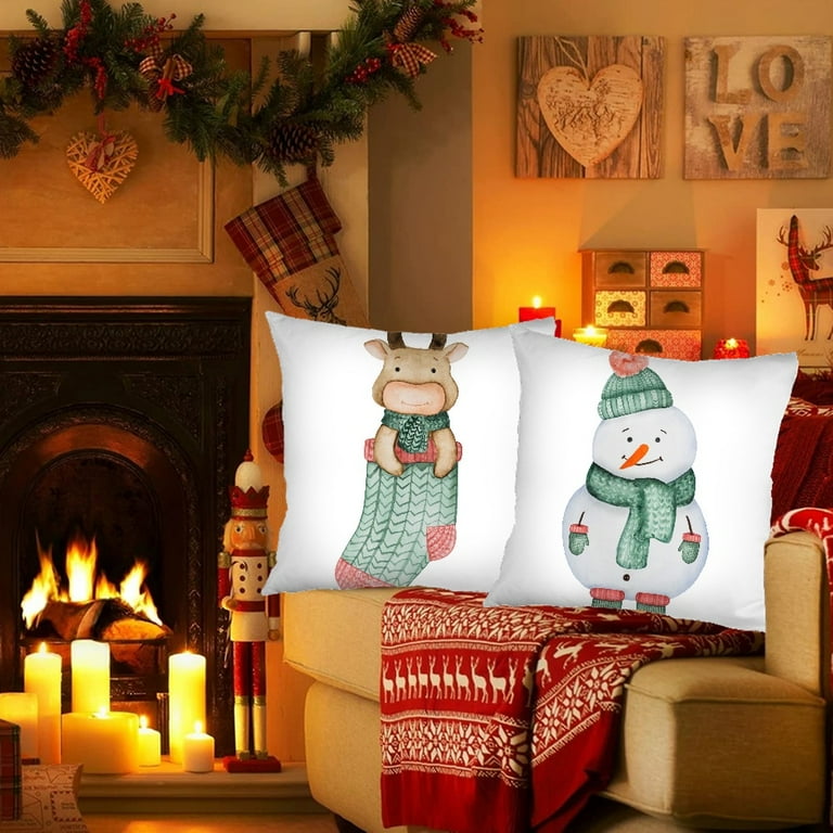 Red Plaid Christmas Throw Pillow Covers (18x18 In, 6 Pack)