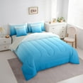 thumbnail image 3 of Manfei Light Blue Bedding Twin Size,Silver Ombre Comforter Sets with Sheets,Modern Aesthetic Art Bedding Sets Twin Size,Breathable Room Decoration Reversible,7pcs, 3 of 7